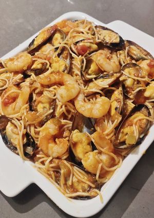 A picture of Seafood Spaghetti.