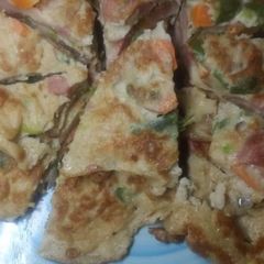 A picture of Fried egg with vegetable.