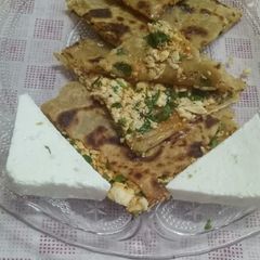 A picture of Stuffed Spring Onion and Paneer Parath.