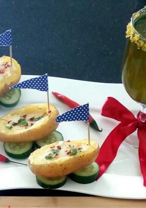 A picture of Chessy potato boats (appetizer)      #_eidmeetup.