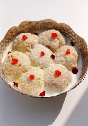 A picture of No Cook Stuffed Bread Rasmalai/Dessert.