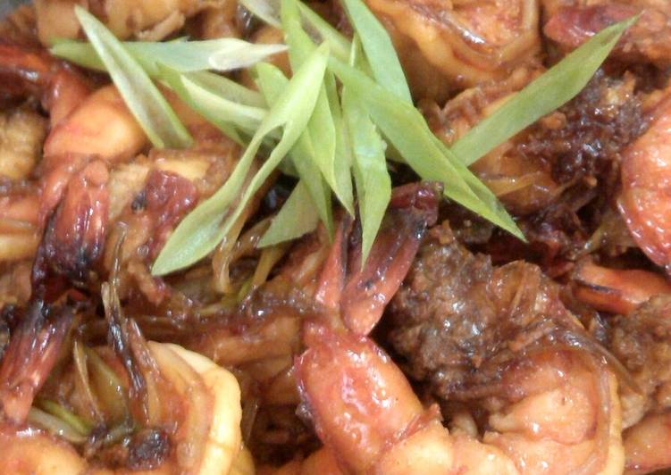 Proses mengolah Udang saos Inggris, Enak Banget