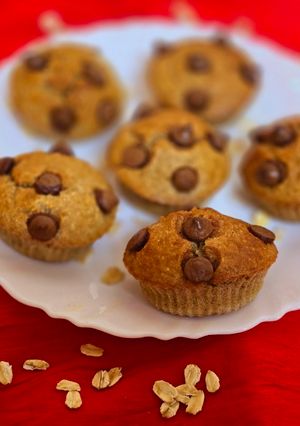 A picture of Banana Oats Chocolate Chips Muffins (No oil, no butter, no maida).