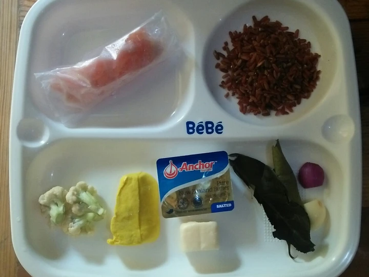 Cara Mudah Menyiapkan Resep Mpasi 6+ : bubur merah ikan salmon yang Sempurna Anti Ribet, Uenak Banget