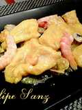 Filetes bacalao fresco en salsa con marisco