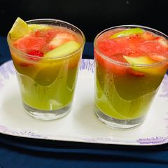 A picture of Cucumber cooler with strawberry ice.