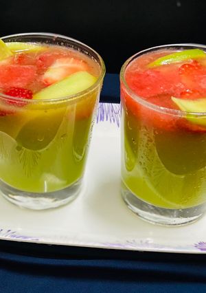 A picture of Cucumber cooler with strawberry ice.