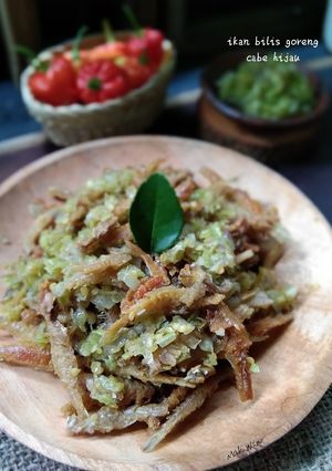 Foto resep Ikan bilis goreng cabe hijau