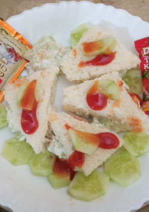A picture of One Bite Cucumber Sandwich.