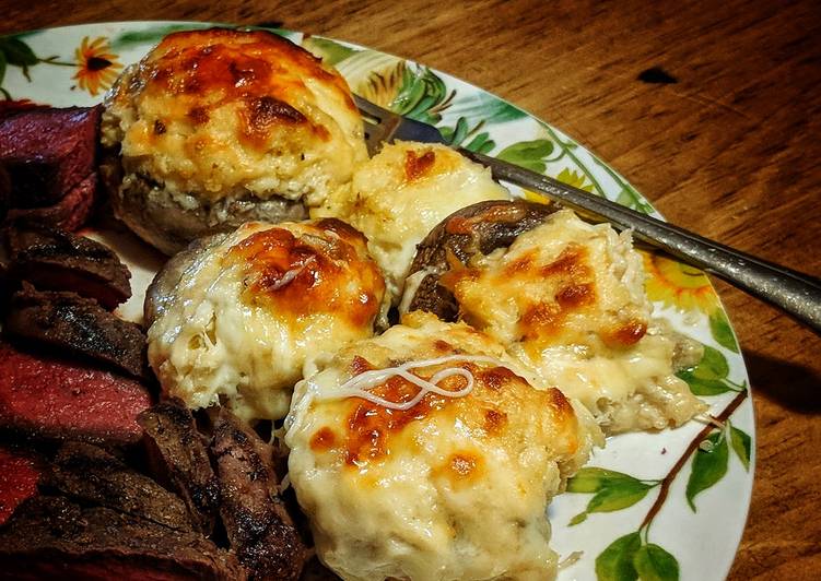 The Simplest Way to Cook Delicious White Cheddar Crab Stuffed Mushrooms