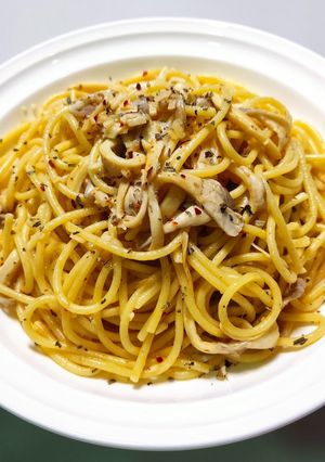 清炒秀珍菇義大利麵 Spaghetti ai Gírgola 的食譜成品照片