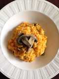 Risotto de champiñones y pollo.