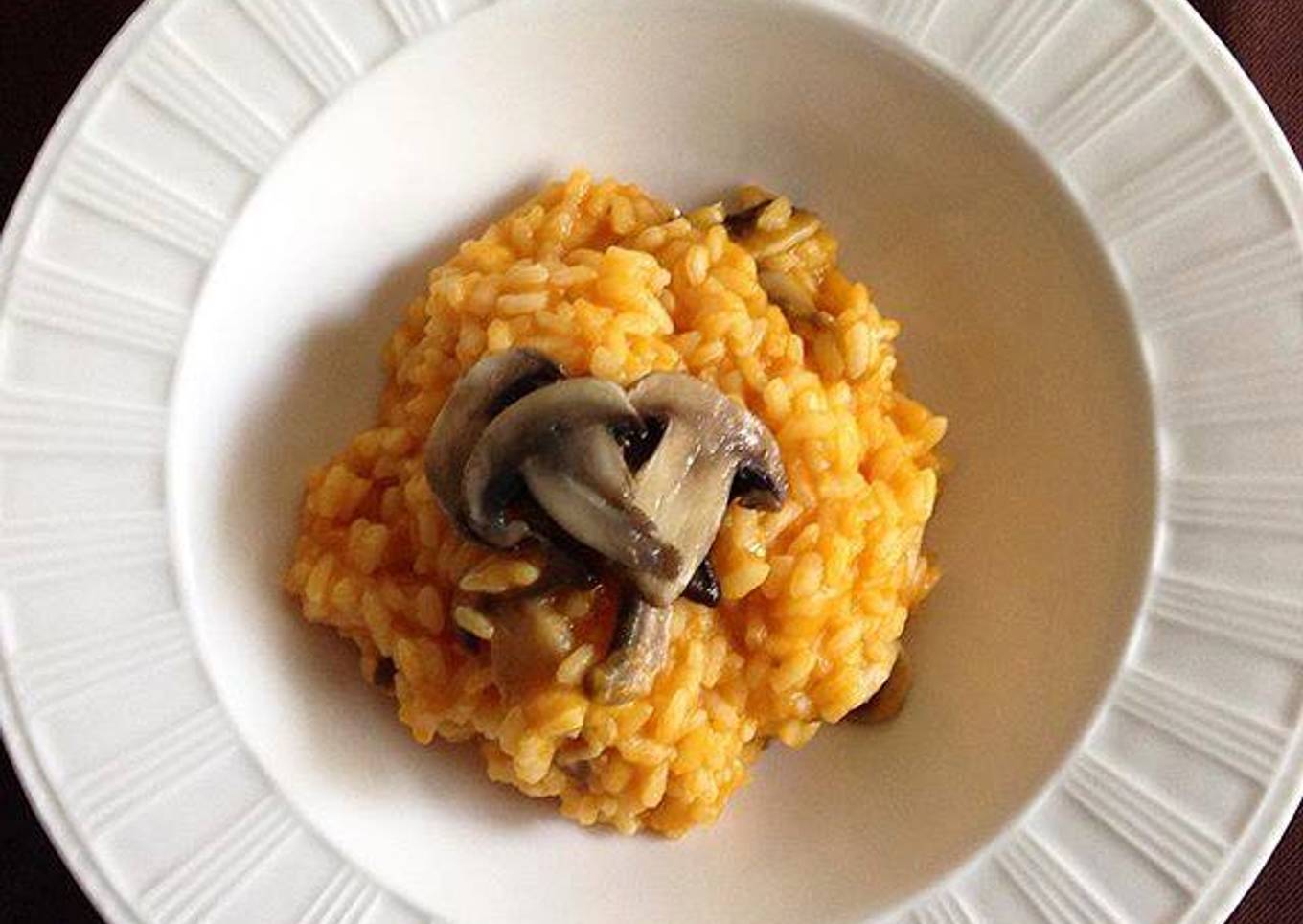 Risotto de champiñones y pollo.