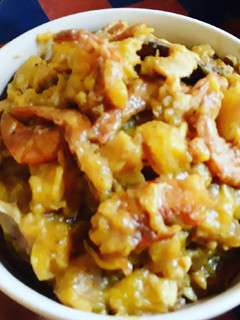 A picture of Ukom Isip (Coconut cream and seafood plantain Pottage).
