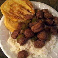 A picture of Lee's Italian Sausage on Rice.