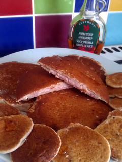 A picture of Vickys Bacon Surprise Pancakes, GF DF EF SF NF.