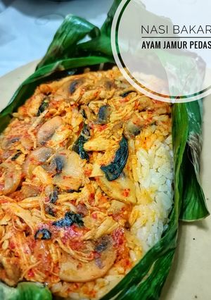 Foto resep 08. Nasi Bakar Ayam Jamur Pedas