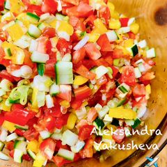 A picture of Israeli salad.