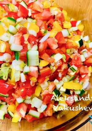 A picture of Israeli salad.