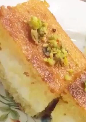 صورة لوصفة بسبوسه محشيه بالقشطه