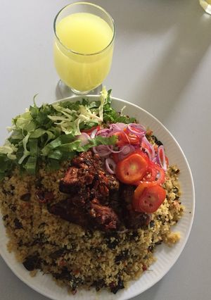 Danbun shinkafa and pepper chicken ainihin hoton girkin