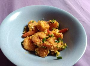 Foto resep Salted egg yolk prawns (Udang saus telur asin)