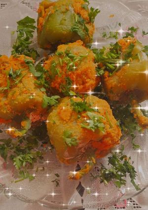 A picture of Stuffed Shimla Mirch or Stuffed Capsicum 😋.