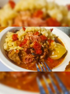 Cserépedényes füstölt csülkös marhapörkölt recept fotója