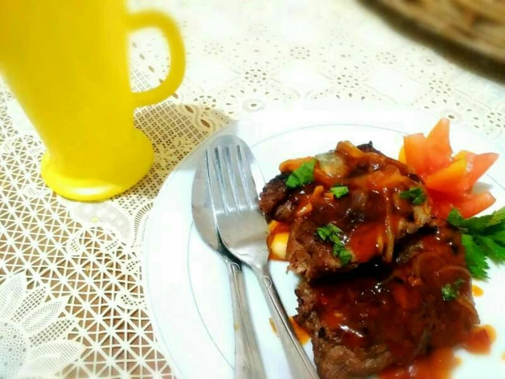 Langkah Mudah untuk Menyiapkan Resep Steak sapi saus barbeque yang Lezat Anti Ribet, Lezat Sekali