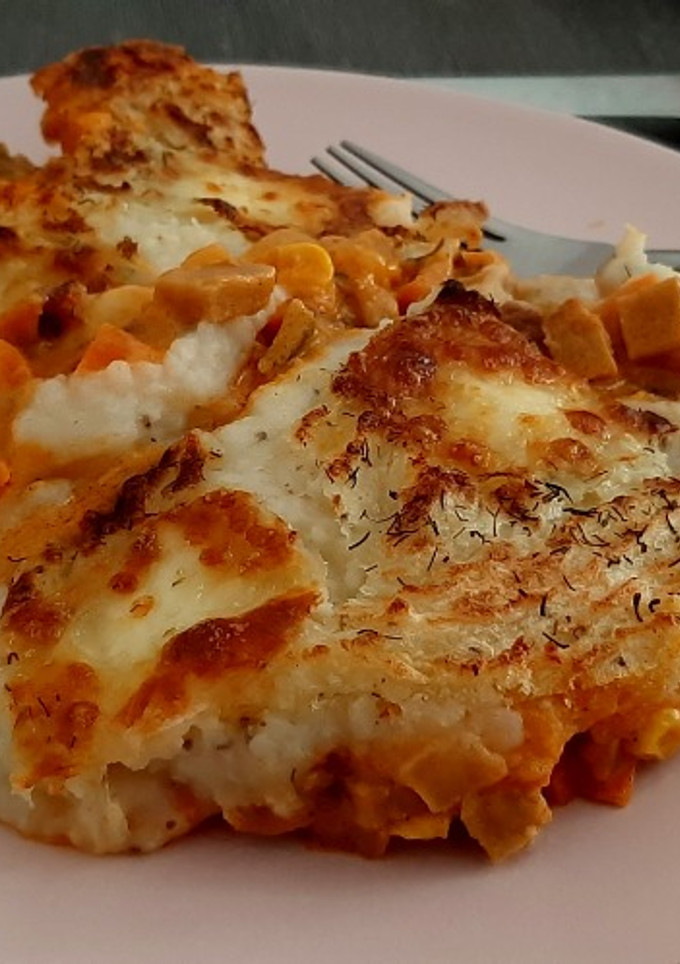 Una foto de Pastel de seitán y verduras