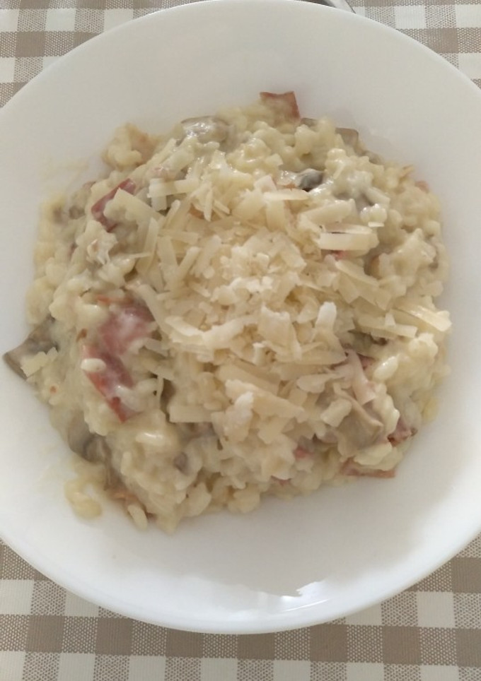 Una foto de Risotto de setas y bacon