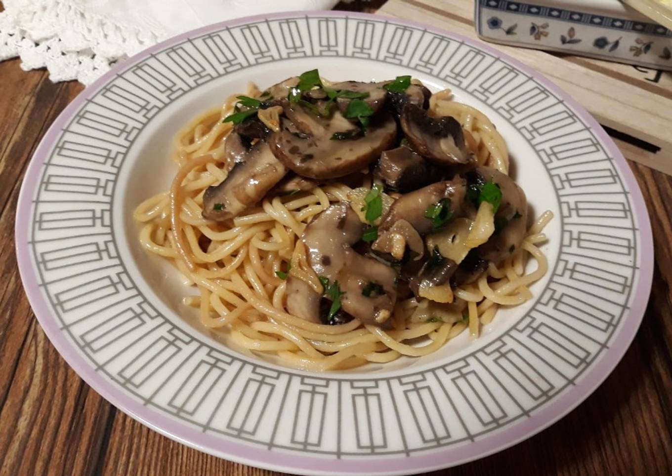 Espaguetis con champiñones