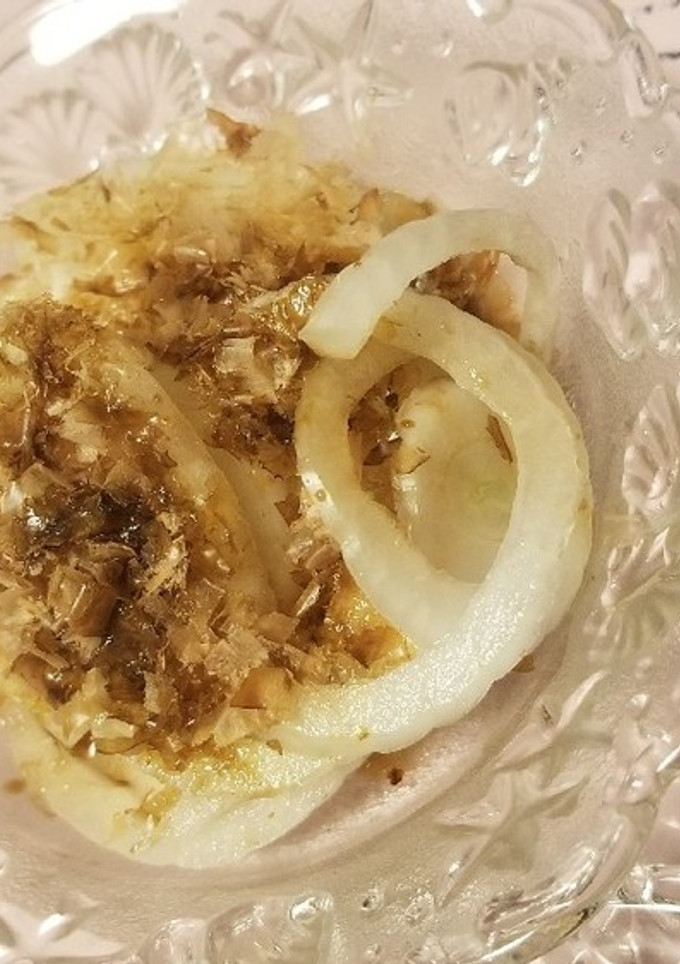 A picture of Easy Onion with Bonito Flakes and Soy Sauce.