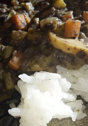 Una foto de Arroz con salsa de frijol negro