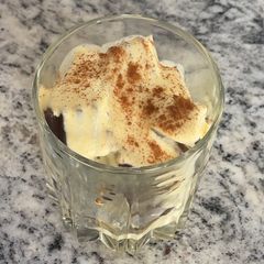A picture of Coffee Jelly with Sweet Corn Cream.