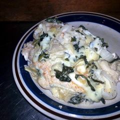 A picture of Spinach Artichoke Stuffed Chicken.