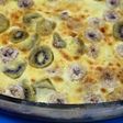 Clafoutis de plátanos y kiwis