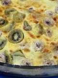 Clafoutis de plátanos y kiwis