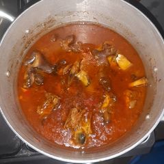 A picture of Chevron stew color pepper soup.