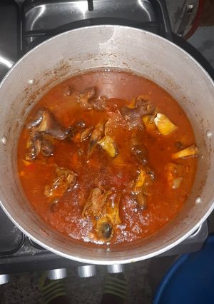 A picture of Chevron stew color pepper soup.