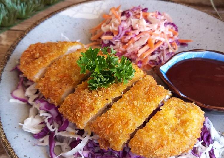 Resep Japanese Chicken Katsu dan Salad Kubis ☆Minggu 18☆ Super Lezat