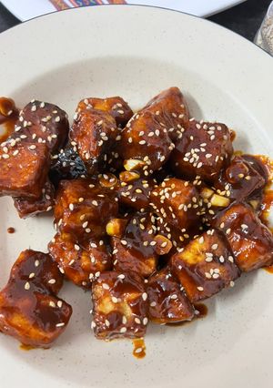 A picture of Crunchy spicy Gojujang Tofu.