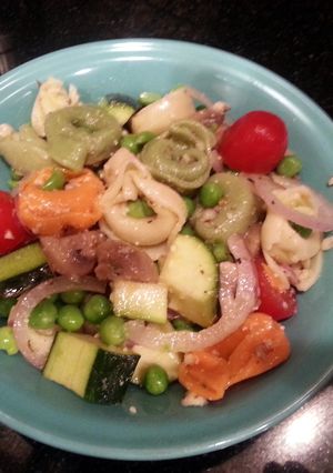 A picture of Vegetarian Tri Color Tortellini Pasta Salad.