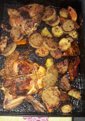 Una foto de Pollo al horno con verduras !!!