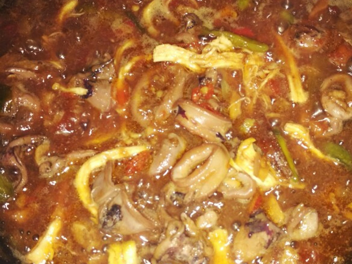 Resep Cumi ayam suir pedas manis, Enak