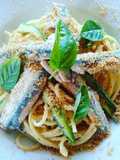 Spaghetti with Fresh Anchovies, Zucchini, and Toasted Breadcrumbs