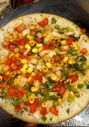 A picture of Singhada veg uttapam.
