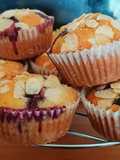 Muffins de arándanos frescos y hojuelas de almendras