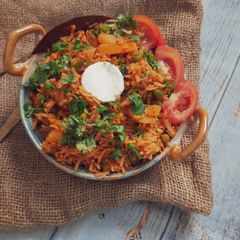 A picture of Tomato Rice pulao.