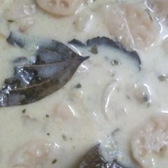 A picture of Nadru ki Yakhni Lotus Stem Yakhni.